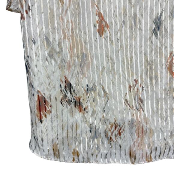 White House Black Market Metallic Floral Pinstriped Sleeveless Top Blouse sz L - Picture 11 of 16